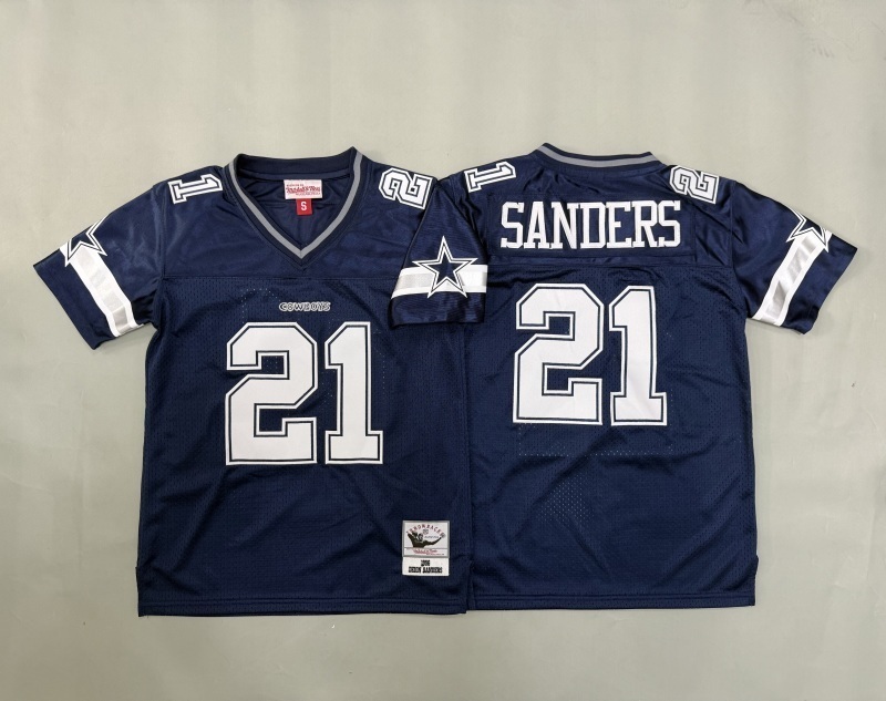 Youth Dallas Cowboys #21 Sanders Blue Throwback Limited Nike NFL Jersey 01